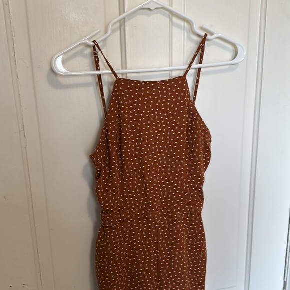 Abercrombie and Fitch Carmel Brown Fawn Polka Dot Jumpsuit - Picture 3 of 7